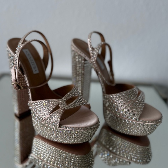 New AQUAZZURA Sinner Crystal Plateau 140 38 $2,495 - Picture 11 of 17